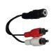 3.5mm female socket to 2RCA male plugs audio cable