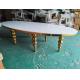 Oval MDF Wedding Banquet Tables Banquet Style Wedding Reception Tables Ss Gold Ball Legs