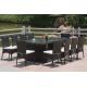 YLX-RN-052 Black PE Rattan Chair and Table under Steel Frame
