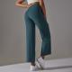 Sanded breathable high-waisted stretch loose casual pocket wide-legged cropped pants running fitness yoga leggings