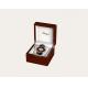 Lockable Hinged Watch Box with Glossy Black Wooden Box Inside White Soft PU Leather