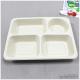 Disposable 4-Compartments Unbleached Bagasse Tray With Lid-Biodegradable Containers / Bento Box / Meal Prep Containers