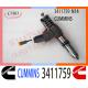 ISO Approved Genuine Excavator 3411759 CUMMINS Fuel Injector