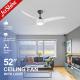 52'' Remote LED Ceiling Fan Indoor Decorative High Speed Low Noise