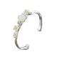 Sterling Silver Natural Jade Culptured Flower Gold Plated Women Bracelet(049924)