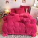 Color Solid Pattern Type Luxury Shaggy Warm Mink Velvet Crystal Bedding Set for Winter