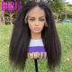 Untreated Kinky Straight Human Hair Lace Frontal Wigs Pre-Plucked