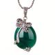 Thail Silver Green Agate and Marcasite Pendant Necklace(N11064GREEN)