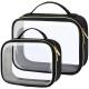 Clear Waterpr oof Makeup Bags, 2 Pack TSA Approved Toiletry Bag with Handle Large Toiletry Bags Fit Carry-on Travel