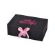 Black Hot Pink 2mm Thick Cardboard Matte Lamination Cardboard Wig Box For Packing With Ribbon