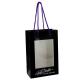 Printed Black Paper Shopping Bags Gift Window Packaging Bags With Handles Wholesale