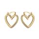 Women 24K Gold Jewelry Plated ODM Zircon  Heart Diamond Hoop Earrings