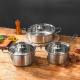 OEM/ODM Kitchen Cookware Cooking Soup Pot Set Stainless Steel Ollas Cookware Sets With Glass Lid