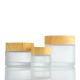 Frosted Skincare Cosmetic Glass Bottles 15g 30g Glass Cream Jar With Bamboo Lid