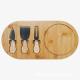 Bamboo Cheese Board 3-Piece Set Wooden Round Cheese Board Cheese Knife 4-Piece Set