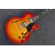Hollow body ES137 jazz guitar with cherry burst color and chrome hardware