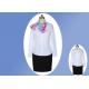 Casual V Neck Office Work Uniforms , White Lapel Collar Womens Work Uniforms