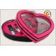 Heart Shaped Screen Printing Cosmetic Gift Packaging Box With PVC Windows Flocking