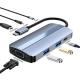7-In-1 USB C Type-C Hub Adapter with Gray Color and 4K HDMI VGA Multiport Dock Station