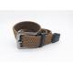 3.5CM One Layer Polyester Webbing Belt Brown Color With Leather Head / Tip