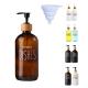 500ml Amber Glass Shampoo Bottle Eco-Friendly With Black Lotion Pump