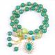 Oval Shape Green Aventurine Stone Bead Bracelet Double Layer