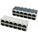 Double Row 2 X 6 Port Stacked RJ45 Female Jack Connectors 10 / 100 / 1000Mbps