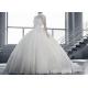 High Collar Long Sleeve Winter Wedding Dresses / Zipper Big Beaded Ball Gown