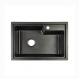 Acrylic Resin Black Quartz Kitchen Sink With Drainboard 680*460mm