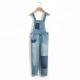 Light Blue Overall Dungaree Jeans Jumpsuit For Children Girl Anti - Pilling