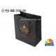 Durable Black Cardboard Printed Paper Bags With Brand Monogram Gold Foil Stamping