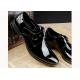 Black Shiny Men Formal Dress Shoes Patent Leather Oxfords Style With Printed Logo