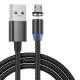 Durable  3 In 1 Magnetic Usb Cable ,  Round LED Nylon Magnetic Charging Cable