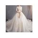 Fashion Off White Long Tail Wedding Dress With Half Sleeve And High Collar