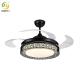 LED Metal Acrylic Smart Black Ceiling Fan Light 72W 42 Inch Downrod