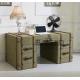 classical old style antique green canvas fabric home office desk furniture