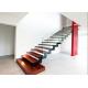 Red Stable Open Riser Wood Stairs , Building Floating Stairs Indoor Decoration