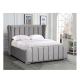 Practical Breathable Grey Velvet Ottoman Bed , Multiscene Double Ottoman Grey Bed