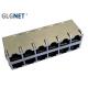 2x6 Shielded Stacked Rj45 Usb Combo Connector Supports 1G Ethernet Without LED