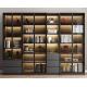 H200cm W240cm Hotel Room Cabinet 5 Shelf Book Case With Glass Door