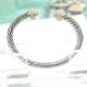 (B-50)Women Fashion Designer Gold Silver Tone Cable Bracelet with Cubic Zircon