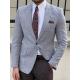 Knitted Grey Purple Business Casual Suit Jacket For Gentlemen