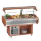 Commercial Marble Island Refrigerator Wooden Salad Bar Table Fruit Salad Showcase Freezer For Buffet