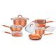 FDA approved copper Titanium ceramic coating 5pc aluminum cookware set stainless steel handles