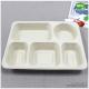 5 Compartments Unbleached Bagasse Tray-China Factory Offer Eco-friendly Fast Food Box Container Tray for Hot Foods
