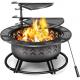 2 In 1 Portable Charcoal Fire Pit Bbq Outdoor For Wood Burning With Fireplace Poker