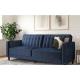 Dongguan Cara furniture adjustable backrest headrest blue velvet 3seater sleeper sofa bed love seat