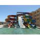 Hotel Aqua Park Fiber Glass Water Slide Combination Customized