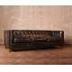 Brown Leather Sofa Upholstery Genuine Black Leather Solid Wood Tufted Couch