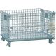 Foldable Galvanized Wire Container Storage Cages , Mobile Storage Cages With Side